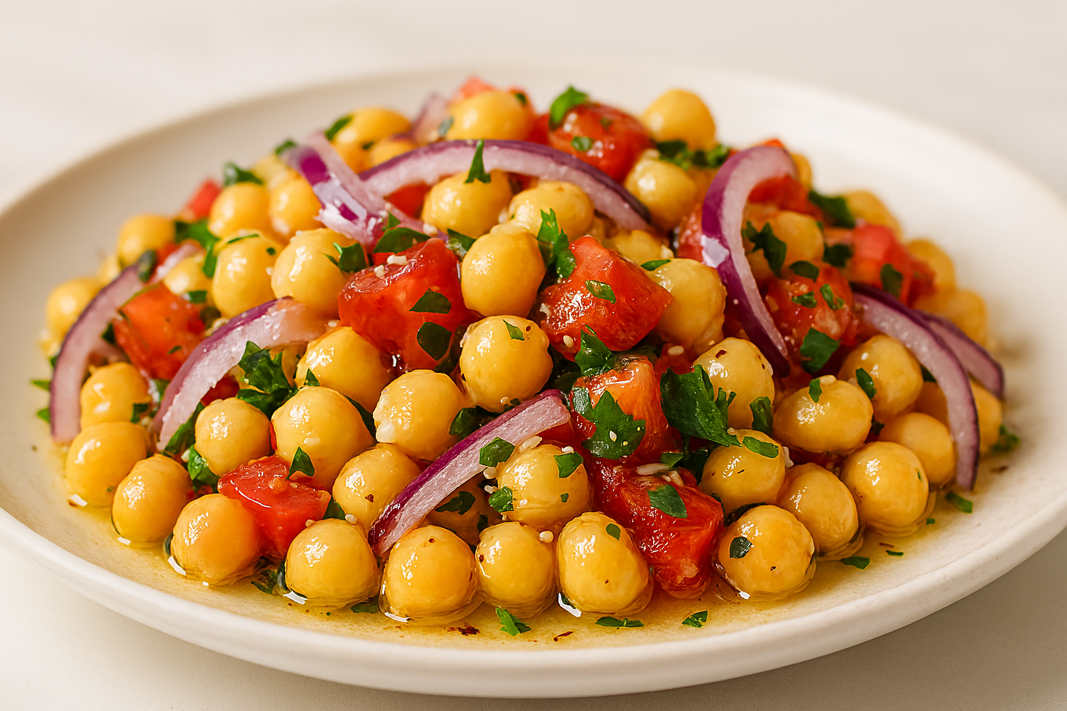 Ensalada de garbanzos con vinagreta de limón